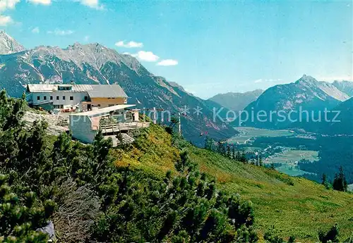 AK / Ansichtskarte Leutasch Rauthhuette Blick auf Dreitorspitze Karwendelspitze und Ahrnspitze Alpenpanorama Leutasch