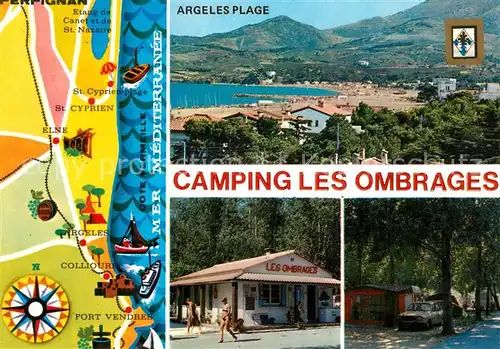 AK / Ansichtskarte Argeles_Plage Camping Les Ombrages Panorama Plage Carte Argeles_Plage