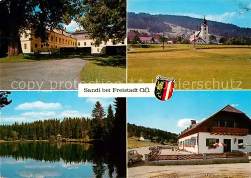 AK / Ansichtskarte Sandl Teilansichten Gaststaette Kirche See Natur Sandl