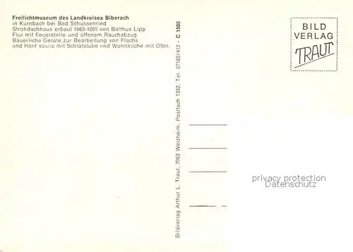 AK / Ansichtskarte Kuernbach_Wuerttemberg Freilichtmuseum Strohdachhaus 17. Jhdt. Innenansichten Kuernbach Wuerttemberg