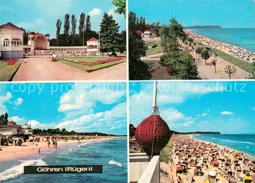 AK / Ansichtskarte Goehren_Ruegen Kurpark Konzertpavillon Strand Promenade Goehren Ruegen