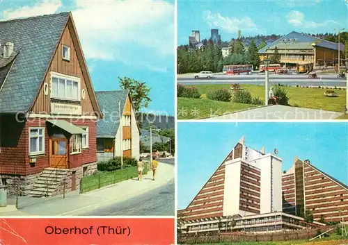 AK / Ansichtskarte Oberhof_Thueringen Jugendherberge Edgar Andre Platz des Friedens Interhotel Panorama Oberhof Thueringen