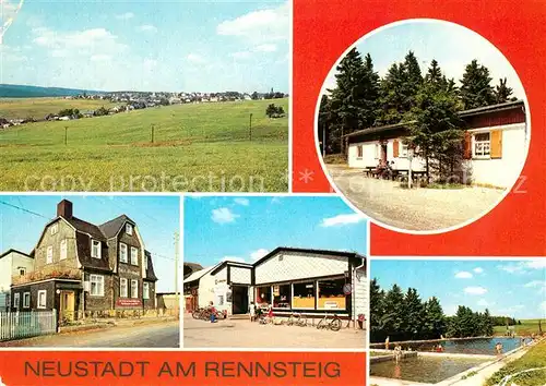 AK / Ansichtskarte Neustadt_Rennsteig uebersicht Waldbaude FDGB Erholungsheim Konsum Einkaufszentrum Freibad Neustadt_Rennsteig
