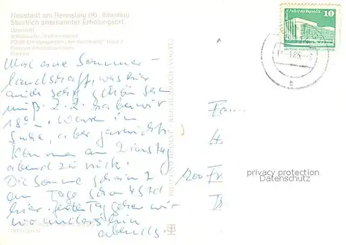AK / Ansichtskarte Neustadt_Rennsteig uebersicht Waldbaude FDGB Erholungsheim Konsum Einkaufszentrum Freibad Neustadt_Rennsteig