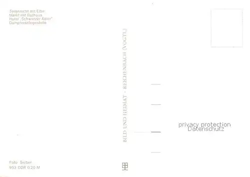 AK / Ansichtskarte Pirna Teilansicht mit Elbe Markt Rathaus Hotel Schwarzer Adler Dampferanlegestelle Pirna