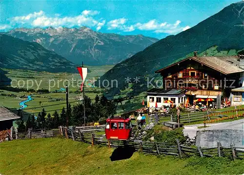 AK / Ansichtskarte Zell_Ziller_Tirol Gasthof Grindlalm Enzian Sepp Seilbahn Blick ins Tal Alpenpanorama Zell_Ziller_Tirol