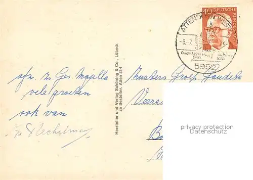 AK / Ansichtskarte Attendorn Panorama Burg Schnellenberg Rathausplatz Bigge Talsperre Waldenburgkapelle Attendorn