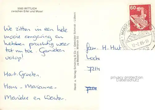 AK / Ansichtskarte Wittlich Rathaus Marktplatz Panorama Wittlich