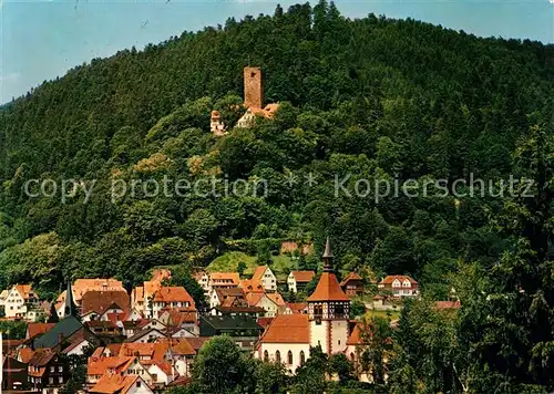 AK / Ansichtskarte Bad_Liebenzell Ev Stadtkirche mit Burg Liebenzell Bad_Liebenzell