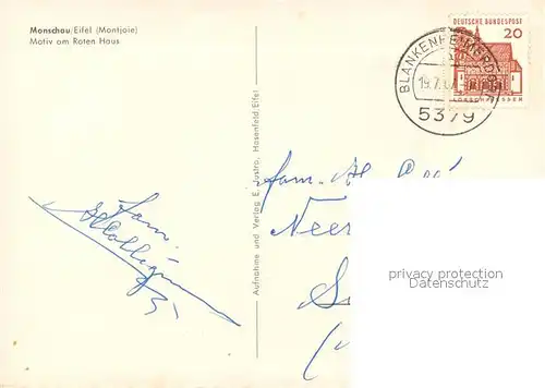 AK / Ansichtskarte Monschau Partie an der Rur Rotes Haus Monschau