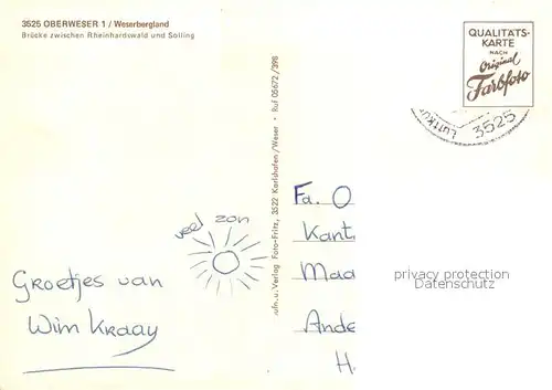 AK / Ansichtskarte Oberweser_Hessen Bruecke zwischen Rheinhardswald und Solling mit Fahrgastschiff Oberweser Hessen