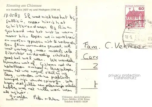 AK / Ansichtskarte Rimsting mit Hochfelln und Hochgern Rimsting