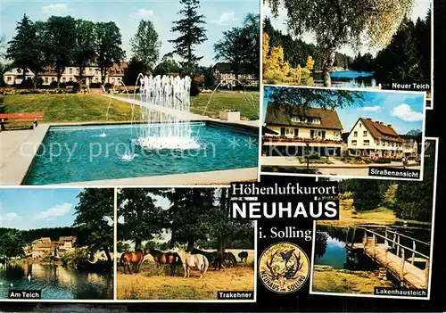 AK / Ansichtskarte Neuhaus_Solling Schlossanlagen Teich Strasse Trakehner Lakenhausteich Neuhaus Solling