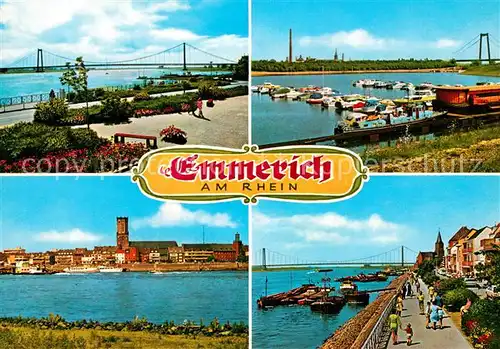 AK / Ansichtskarte Emmerich_Rhein Rheinbruecke Bootshafen Rheinufer Emmerich Rhein