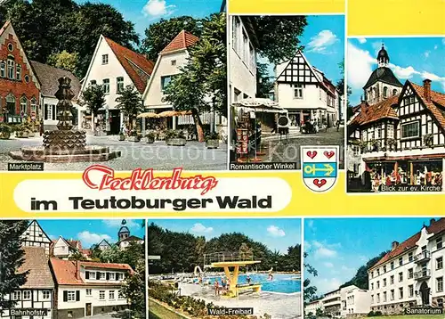 AK / Ansichtskarte Tecklenburg Marktplatz Romantischer Winkel Ev Kirche Bahnhofstr Waldfreibad Sanatorium Tecklenburg