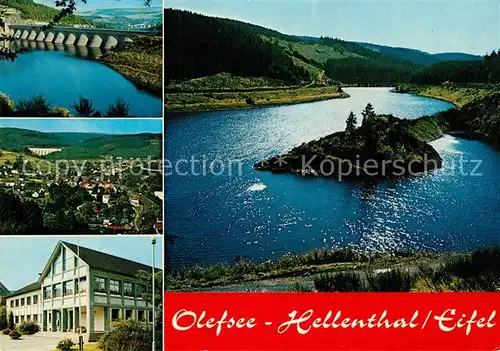 AK / Ansichtskarte Hellenthal_Eifel Staumauer Olefsee Panorama Schule  Hellenthal_Eifel