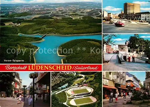 AK / Ansichtskarte Luedenscheid Verse Talsperre Strassenpartien Sportstadion Luedenscheid