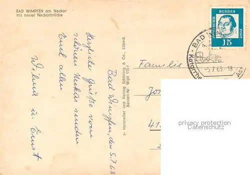 AK / Ansichtskarte Bad_Wimpfen Neue Neckarbruecke Bad_Wimpfen
