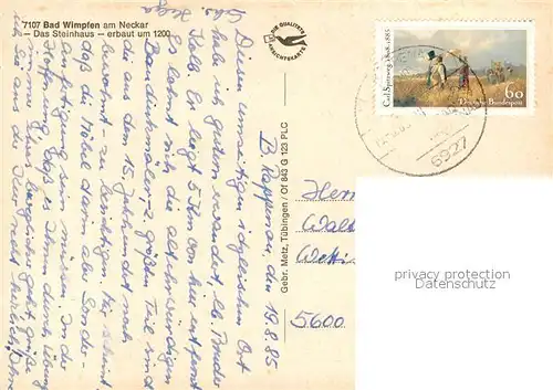AK / Ansichtskarte Bad_Wimpfen Steinhaus Bad_Wimpfen