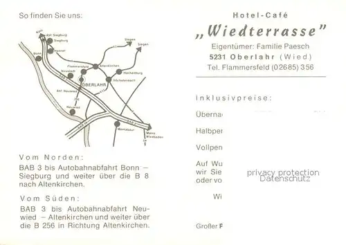 AK / Ansichtskarte Oberlahr_Westerwald Hotel Cafe Wiedterrasse Oberlahr_Westerwald
