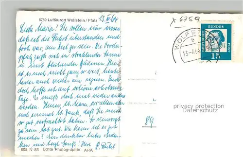 AK / Ansichtskarte Wolfstein_Pfalz Stadtbild mit Kirche Luftkurort Nordpfaelzer Bergland Wolfstein_Pfalz