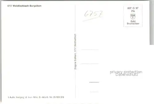 AK / Ansichtskarte Waldfischbach Burgalben Fliegeraufnahme Park Denkmal Bromsilber Waldfischbach Burgalben