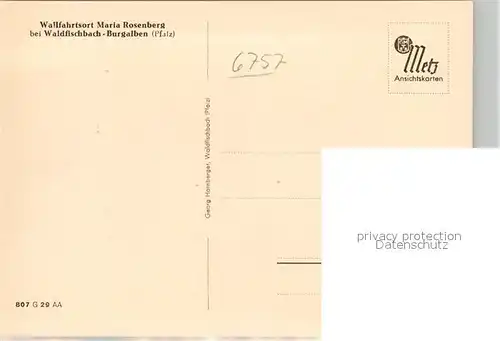 AK / Ansichtskarte Waldfischbach Burgalben Landschaftspanorama mit Wallfahrtsort Maria Rosenberg Fliegeraufnahme Waldfischbach Burgalben