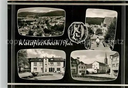 AK / Ansichtskarte Waldfischbach Burgalben Stadtpanorama Ortsmotive Kirche Wappen Bromsilber Waldfischbach Burgalben