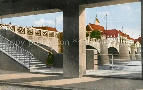 AK / Ansichtskarte Basel_BS Treppe zur Mittleren Rheinbruecke Basel_BS