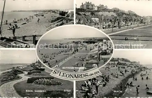 AK / Ansichtskarte St_Leonards_on_Sea Beach Rock Gardens Grosvenor Gardens St_Leonards_on_Sea