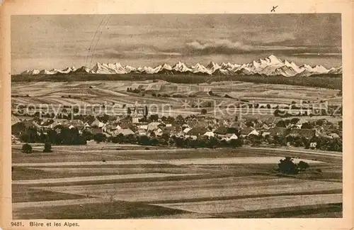 AK / Ansichtskarte Biere_VD Fliegeraufnahme et les Alpes Biere_VD
