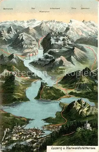 AK / Ansichtskarte Luzern_LU Vierwaldstaettersee Panorama Luzern_LU
