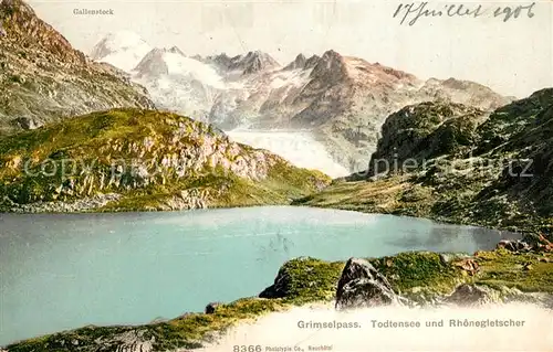 AK / Ansichtskarte Grimsel_Pass Todtensee und Rhonegletscher Grimsel Pass