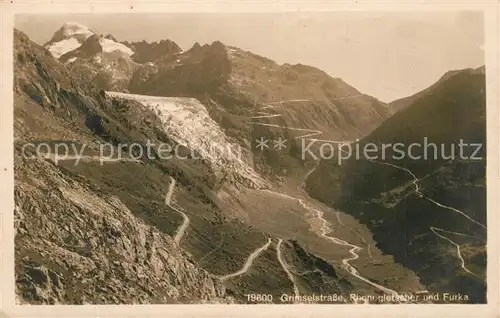 AK / Ansichtskarte Grimselstrasse mit Rhonegletscher und Furka Grimselstrasse