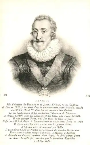 AK / Ansichtskarte Adel_Frankreich Henri IV  Adel Frankreich