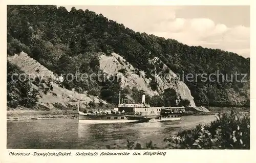 AK / Ansichtskarte Dampfer_Seitenrad Oberweser Bodenwerder Heyerberg Dampfer Seitenrad