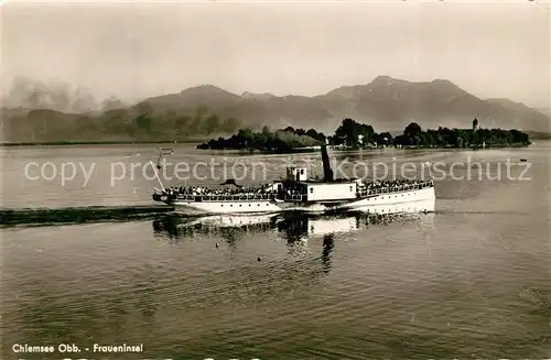 AK / Ansichtskarte Dampfer_Seitenrad Chiemsee Fraueninsel  Dampfer Seitenrad