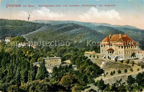 AK / Ansichtskarte Gernrode_Harz Herzogliches Gasthaus Kurhaus Stubenberg Hagental Gernrode Harz