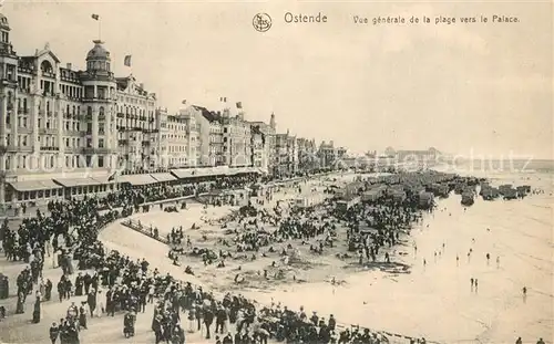 AK / Ansichtskarte Ostende_Flandre Vue generale de la plage vers le Palace Ostende_Flandre