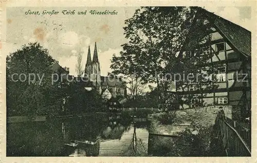 AK / Ansichtskarte Soest_Arnsberg Grosser Teich und Wiesekirche Soest_Arnsberg