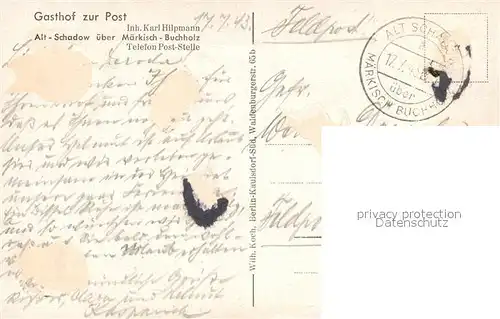 AK / Ansichtskarte Alt Schadow Uferpartie am See an Foersterei Tschinka Alt Schadow