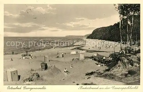 AK / Ansichtskarte Georgenswalde_Ostseebad_Ostpreussen Badestrand an der Gausupschlucht Georgenswalde_Ostseebad