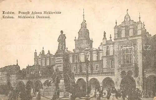 AK / Ansichtskarte Krakau_Krakow Mickiewicz Denkmal Krakau Krakow