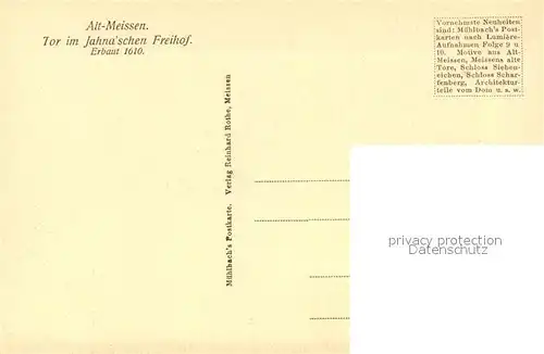 AK / Ansichtskarte Alt_Meissen_Elbe Tor im Jahna schen Freihof 17. Jdht. Folge 7 No. 3 Alt_Meissen_Elbe
