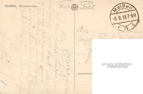 AK / Ansichtskarte Meissen_Elbe_Sachsen Meisatalstrasse Pferdefuhrwerk Domtuerme Meissen_Elbe_Sachsen