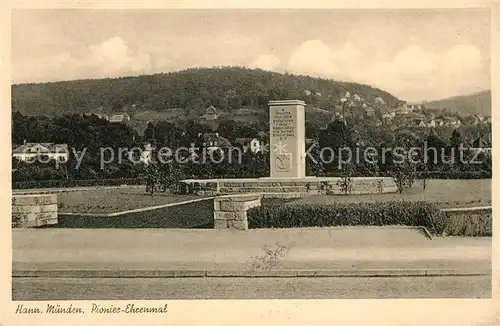 AK / Ansichtskarte Hann._Muenden Pionier Ehrenmal Hann. Muenden