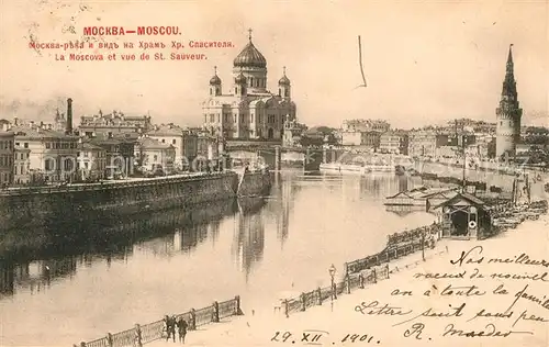 AK / Ansichtskarte Moscow_Moskva La Moscova et vue de St Sauveur Moscow Moskva