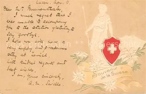 AK / Ansichtskarte Helvetia_Schweiz Wappen Edelweiss  Helvetia Schweiz