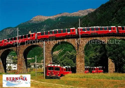 AK / Ansichtskarte Eisenbahn Bernina Express Brusio Viadukt der RhB  Eisenbahn
