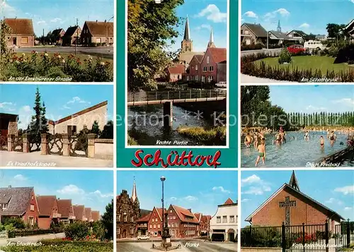 AK / Ansichtskarte Schuettorf Evangelische Friedhof Kapelle Markt Emsburener Strasse Schuettorf